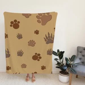 Bear Paw Brown Pattern Fleece Blanket