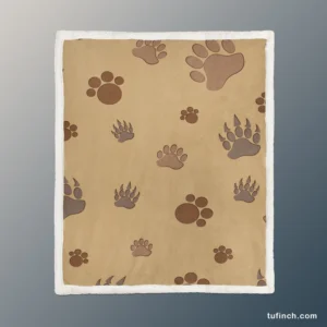 Bear Paw Brown Pattern Sherpa Fleece Blanket 1