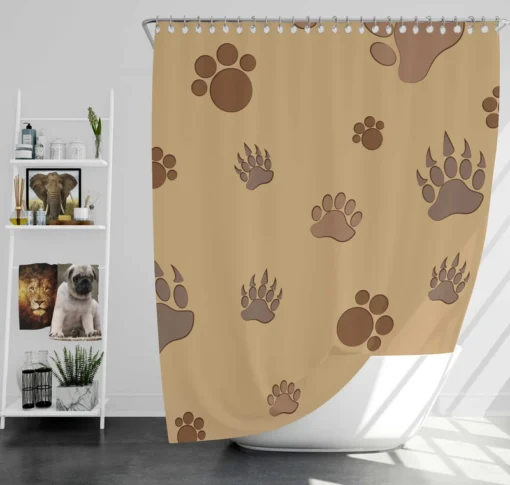 Bear Paw Brown Pattern Shower Curtain