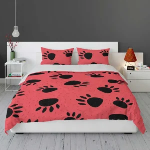 Bear Prints Pink Background Bedding Set 1