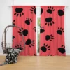 Bear Prints Pink Background Curtain