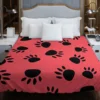 Bear Prints Pink Background Duvet Cover