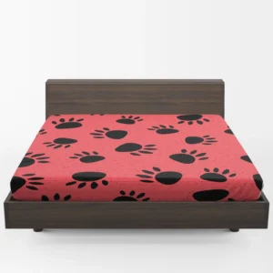 Bear Prints Pink Background Fitted Sheet 1