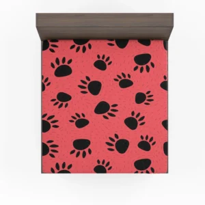 Bear Prints Pink Background Fitted Sheet