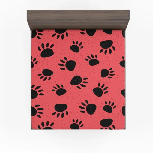 Bear Prints Pink Background Fitted Sheet