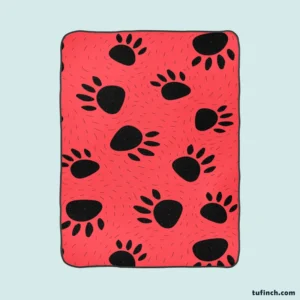 Bear Prints Pink Background Fleece Blanket 1