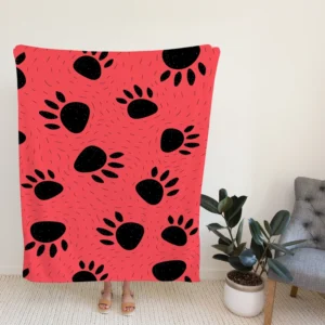 Bear Prints Pink Background Fleece Blanket