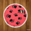 Bear Prints Pink Background Round Beach Towel