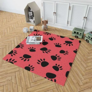 Bear Prints Pink Background Rug 1