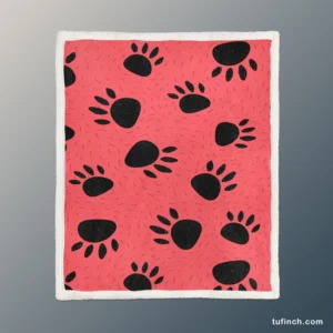 Bear Prints Pink Background Sherpa Fleece Blanket 1