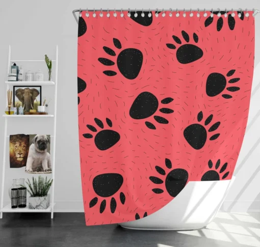 Bear Prints Pink Background Shower Curtain