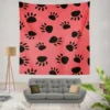 Bear Prints Pink Background Wall Tapestry