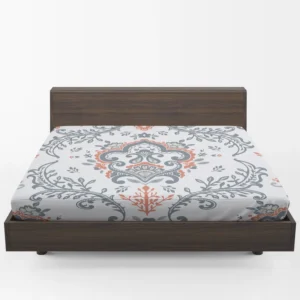 Beautiful Blue Orange Floral Design Fitted Sheet 1