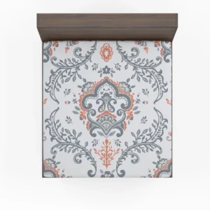 Beautiful Blue Orange Floral Design Fitted Sheet