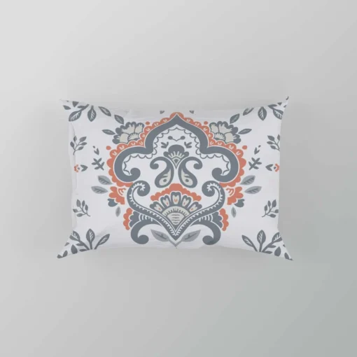 Beautiful Blue Orange Floral Design Pillow Case