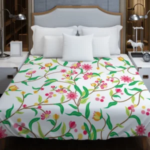 Beautiful Botanical Flowers Duvet Cover