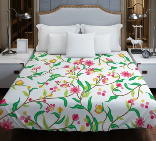 Beautiful Botanical Flowers Duvet Cover