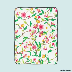 Beautiful Botanical Flowers Fleece Blanket 1