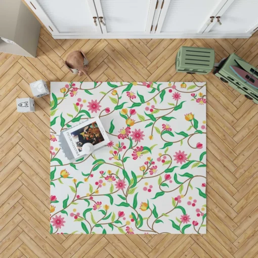 Beautiful Botanical Flowers Rug