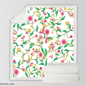 Beautiful Botanical Flowers Sherpa Fleece Blanket