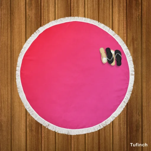 Beautiful Color Red Pink Gradient Round Beach Towel