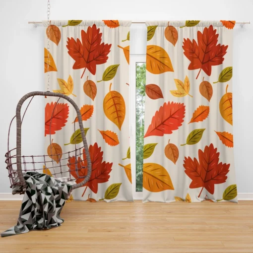 Beautiful Colored Autumn Leaves Curtain