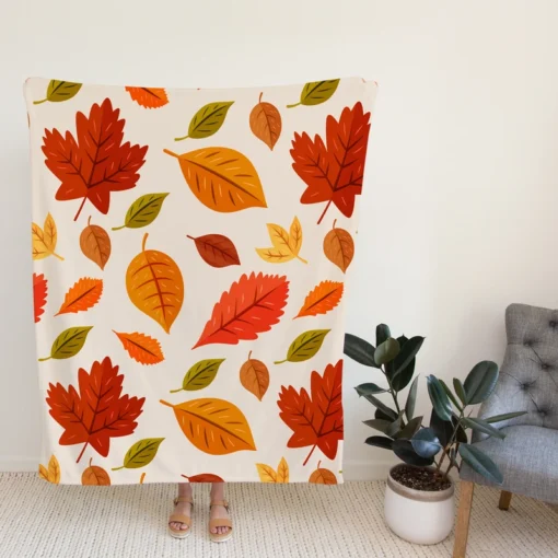 Beautiful Colored Autumn Leaves Fleece Blanket