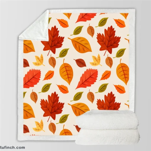 Beautiful Colored Autumn Leaves Sherpa Fleece Blanket