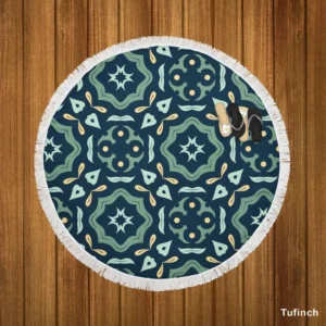 Beautiful Colored Ethnic Pattern Round Beach Towel