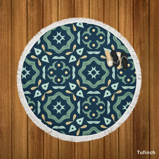 Beautiful Colored Ethnic Pattern Round Beach Towel