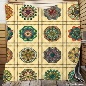 Beautiful Colored Mandala Pattern Quilt Blanket