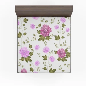 Beautiful Dahlia Flowers Pattern Fitted Sheet