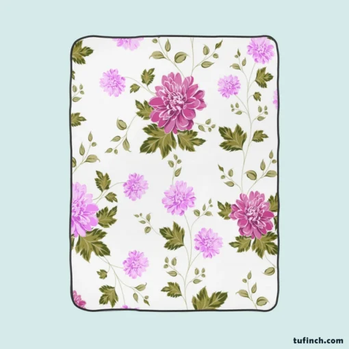 Beautiful Dahlia Flowers Pattern Fleece Blanket 1