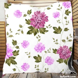 Beautiful Dahlia Flowers Pattern Quilt Blanket