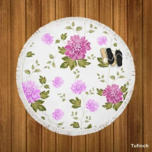 Beautiful Dahlia Flowers Pattern Round Beach Towel