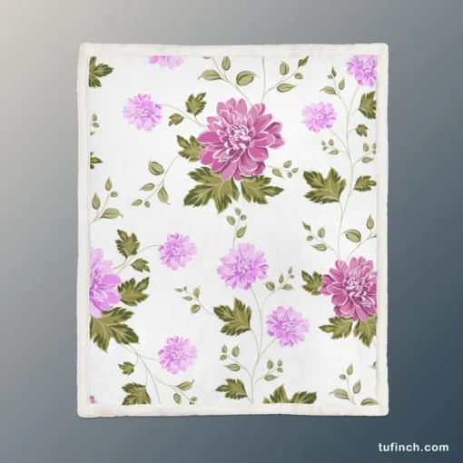 Beautiful Dahlia Flowers Pattern Sherpa Fleece Blanket 1