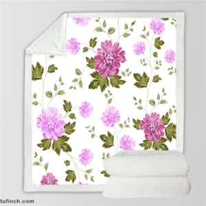 Beautiful Dahlia Flowers Pattern Sherpa Fleece Blanket