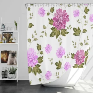 Beautiful Dahlia Flowers Pattern Shower Curtain