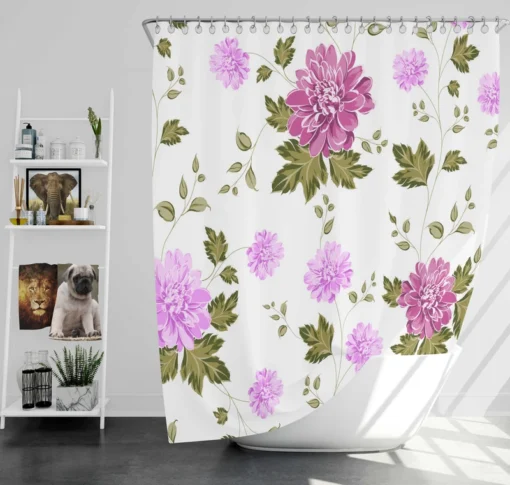 Beautiful Dahlia Flowers Pattern Shower Curtain