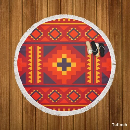 Beautiful Ethnic Aztec Pattern Round Beach Towel