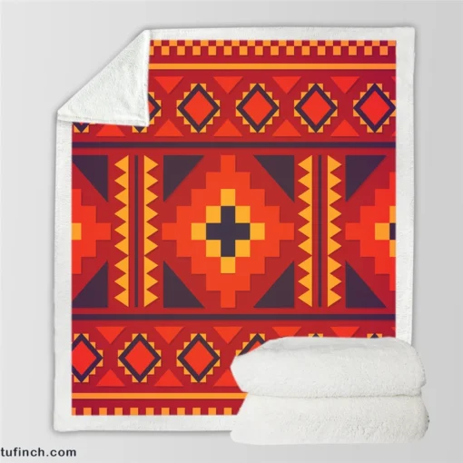 Beautiful Ethnic Aztec Pattern Sherpa Fleece Blanket