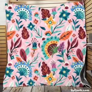 Beautiful Exotic Floral Pattern Quilt Blanket