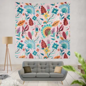 Beautiful Exotic Floral Pattern Wall Tapestry