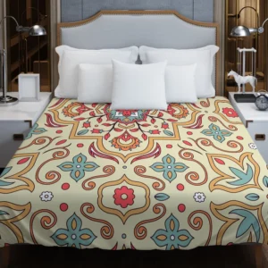 Beautiful Hand Drawn Persian Carpet Pattern Duvet Cover