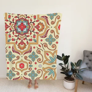 Beautiful Hand Drawn Persian Carpet Pattern Fleece Blanket