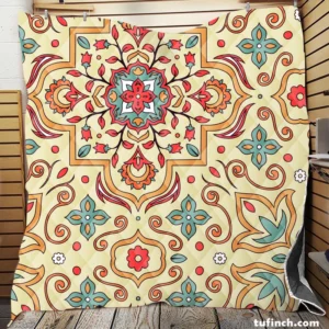 Beautiful Hand Drawn Persian Carpet Pattern Quilt Blanket