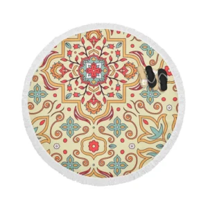 Beautiful Hand Drawn Persian Carpet Pattern Round Beach Towel