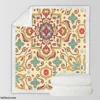 Beautiful Hand Drawn Persian Carpet Pattern Sherpa Fleece Blanket