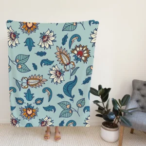 Beautiful Indian Floral Paisley Fleece Blanket