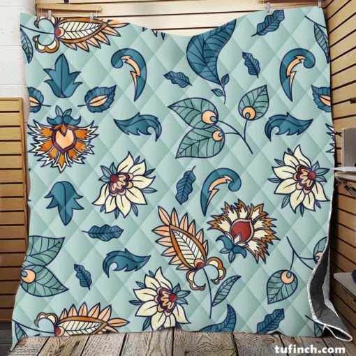 Beautiful Indian Floral Paisley Quilt Blanket